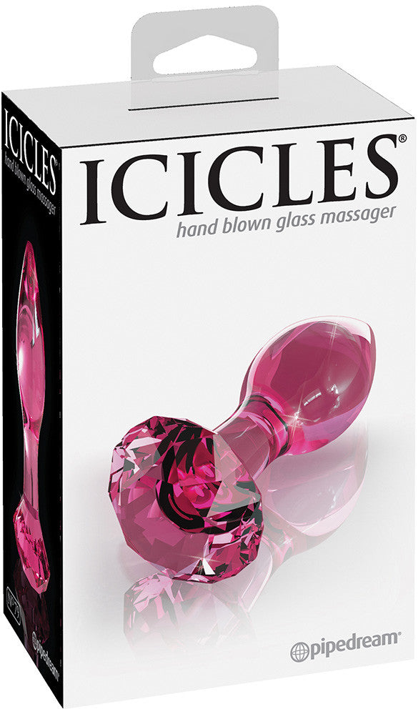 ICICLES | No. 79 Buttplug, håndlaget glassplugg med rosa diamant