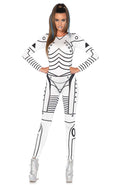 LEG AVENUE | Killer Robot Catsuit, Hvit og Svart Futuristisk Kostyme