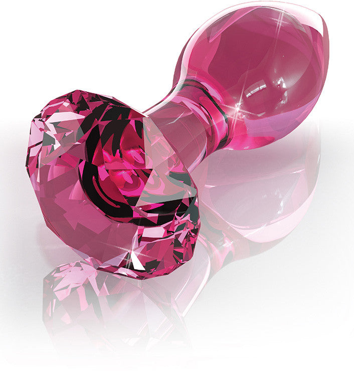 ICICLES | No. 79 Buttplug, håndlaget glassplugg med rosa diamant