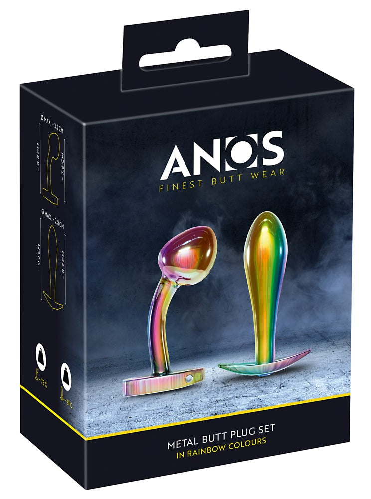 ANOS | Metal Buttplug sett i regnbuens farger