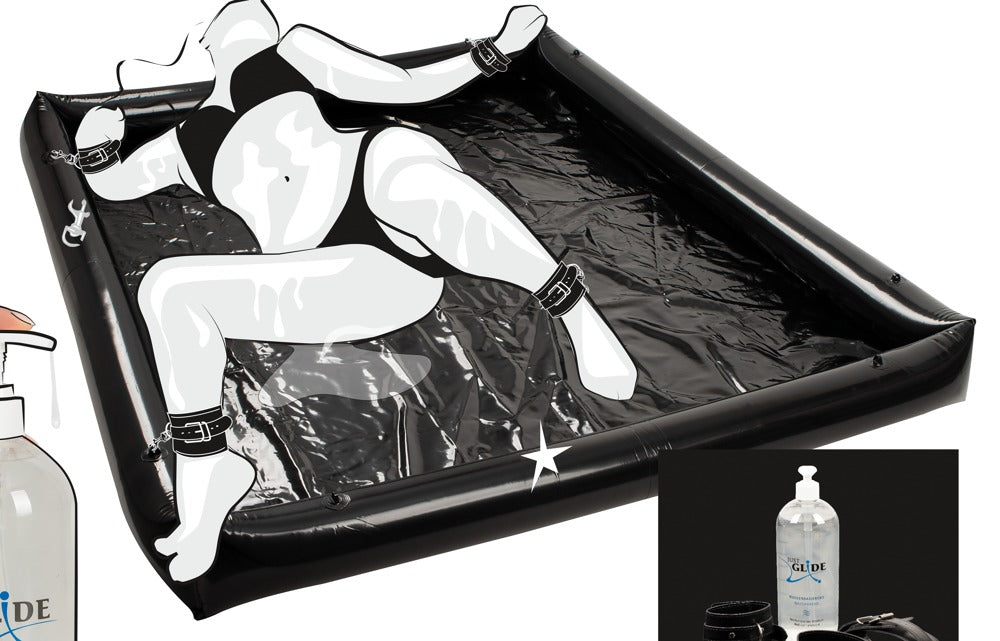 FETISH COLLECTION | Glossy Games, 1 liter glid, håndjern og laken!