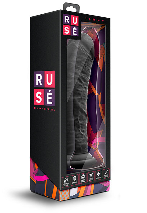 FEELME | Ruse Jammy Svart, Realistisk Dildo i Silikon med Sugkopp