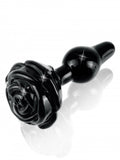 ICICLES | No. 77 Buttplug, håndlaget svart glassplugg med rose